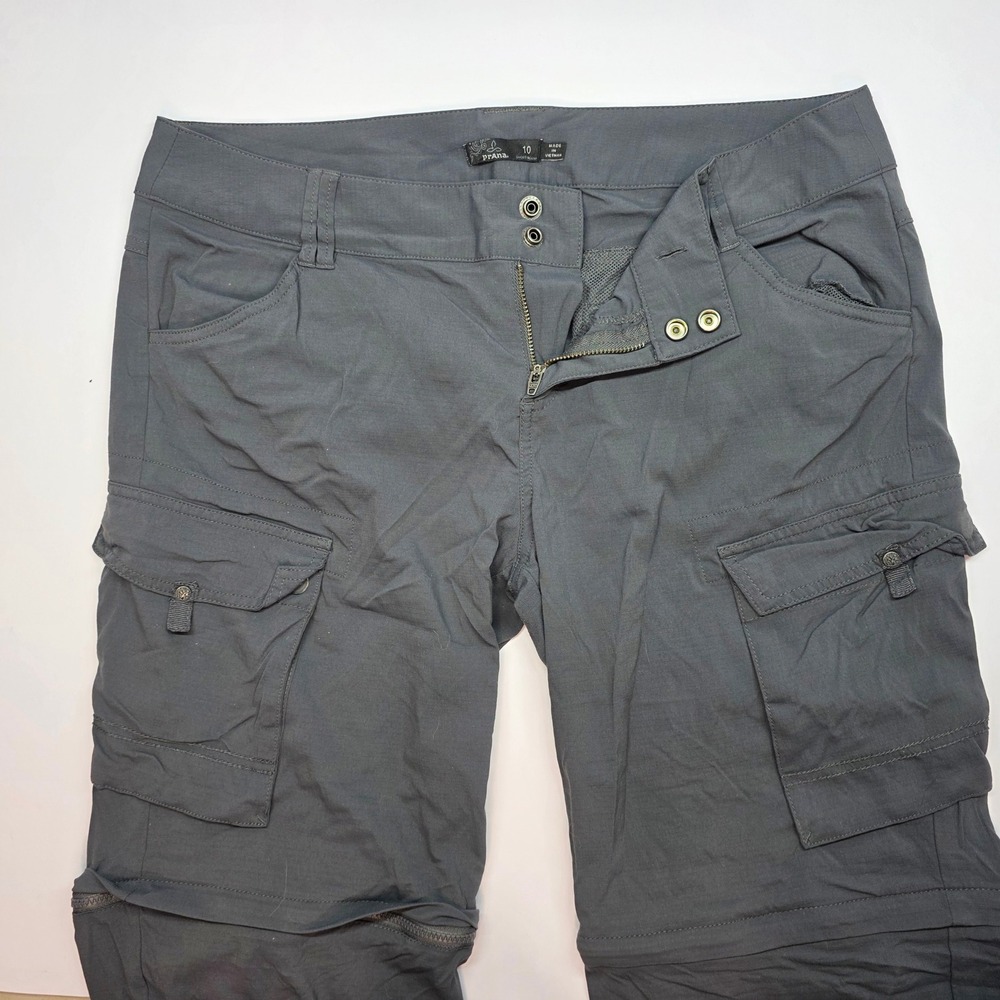 Prana Halle Convertible Hiking Pants Womens 10 Short Gray Zip Off Cargo Outdoor